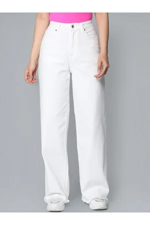 Flying Machine Women Wide Leg High-Rise Low Distress Stretchable Jeans