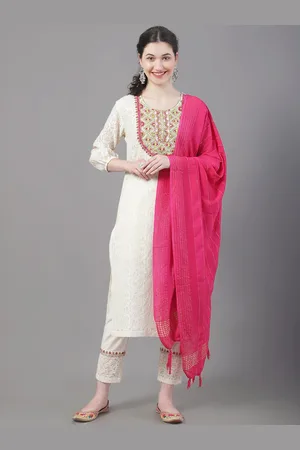 Tulsattva Embroidered Pure Cotton Kurta with Trousers & Dupatta