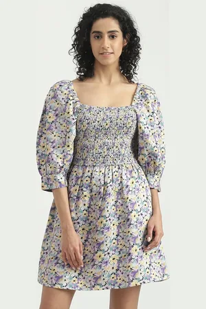 Benetton Floral Printed Square Neck Dress