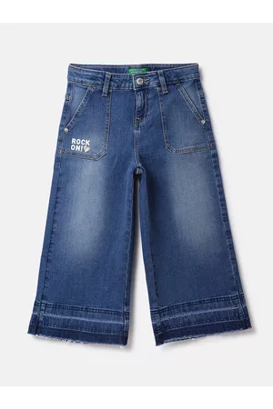 Benetton Girls Low Distress Light Fade Stretchable Jeans