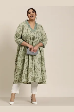 Sztori Plus Size Floral Printed Anarkali Kurta