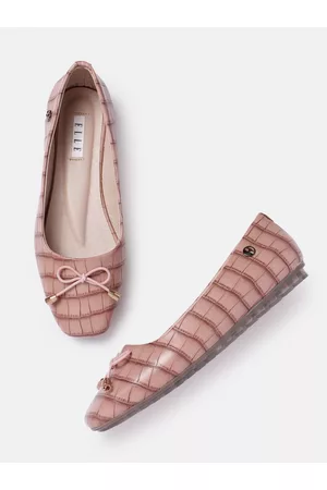 Elle Women Textured Ballerinas with Bow Detail
