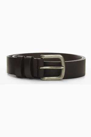 MANGO Leather Slim Belt