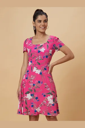 Globus Pink Floral Print A-Line Dress