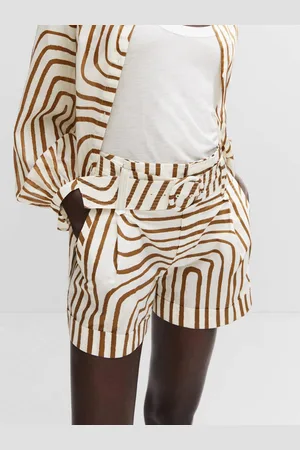 MANGO Women Printed Cotton High-Rise Shorts