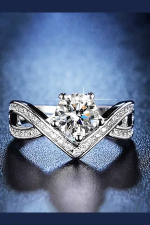 Designs & You Silver-Plated American Diamond Studded Adjustable Finger Ring