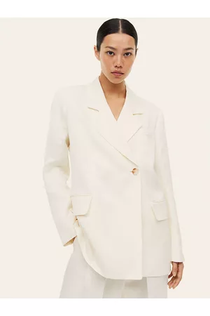 H&M Double-Breasted Linen-Blend Blazer