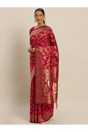 Kalini Ethnic Motifs Woven Design Zari Banarasi Saree
