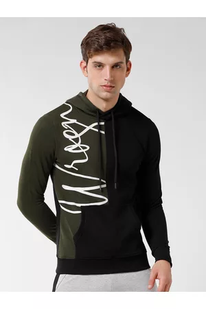 WROGN Men Typography Printed Hooded Sweatshirt