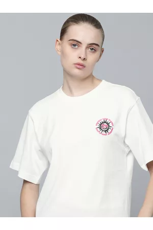 PUMA Women Pure Cotton Printed Relaxed Fit Drop Shoulders T-shirt