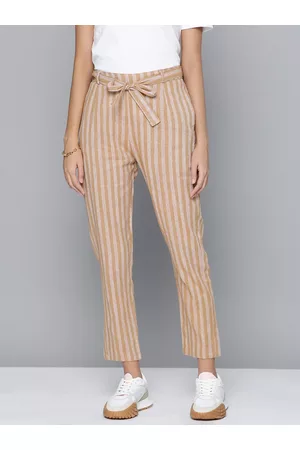 Alice  Navy  White Pin Stripe Cigarette Trousers  Trousers  Miss G  Couture