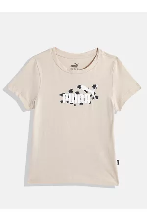 PUMA Girls Essential Brand Logo Printed Regular fit Pure Cotton T-shirt