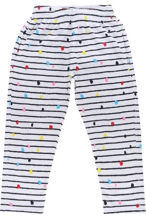 DYCA Girls White & Black Striped Track Pants