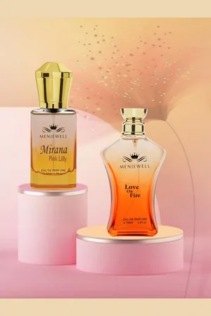 Menjewell Set of 2 Eau de Parfums - Men Love On Fire Noir & Women Mirana Pink Lilly