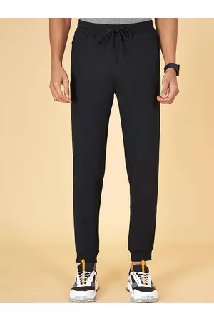 Pantaloons Men Joggers - Men Black Solid Slim-Fit Pure Cotton Joggers