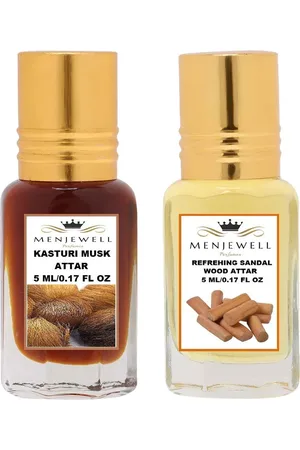 Menjewell Pack Of 2 Unisex Kasturi Musk & Refreshing Sandalwood Attar 5ml each