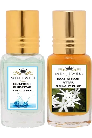 Menjewell Pack of 2 Attar - Aqua Fresh & Raat Ki Rani Attar 5 ml Each