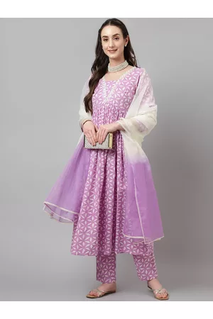 FIORRA Floral Printed Pure Cotton Kurta With Trousers & Dupatta