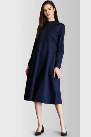 FableStreet Women Navy Blue Solid Shirt Dress