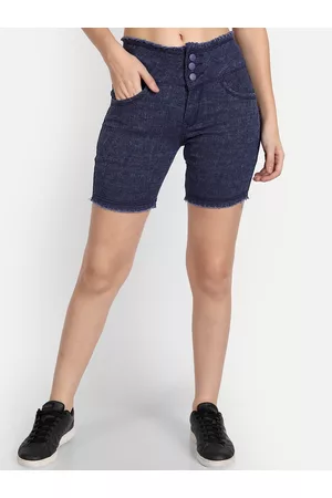 AngelFab Women High-Rise Denim Shorts