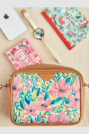 TEAL Women Printed Structured Sling Bag