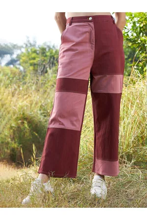 ATHENA Women Comfort Colourblocked Wide Leg Cotton Jeans