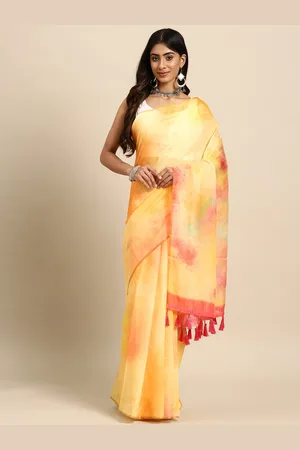 silk land Tie and Dye Organza Digital Print Saree