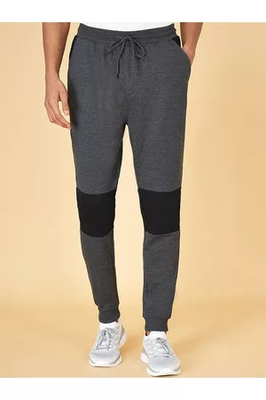 Pantaloons Men Joggers - Men Grey Melange Solid Pure Cotton Slim-Fit Joggers