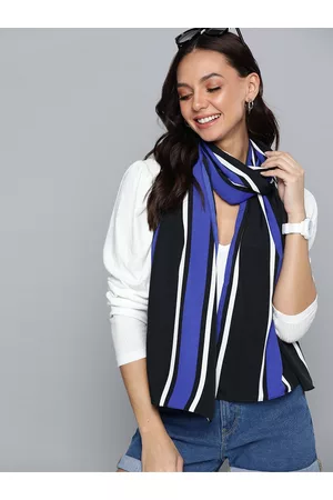 Mast & Harbour Women Blue & Black Striped Stole