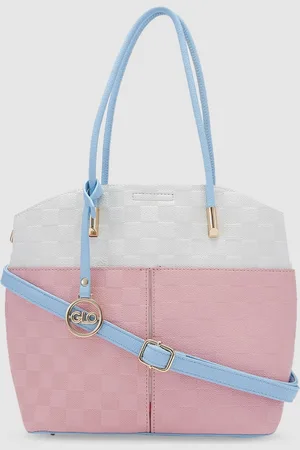 Globus Pink & White Colourblocked Structured Handheld Bag