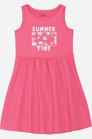 M&H Girls Typography Printed Pure Cotton A-Line Dress