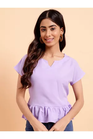 MINT STREET Notched Neck Peplum Top
