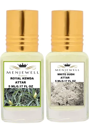 Menjewell Pack of 2 Attar - Royal Kewda & White Oudh Attar 5ml Each