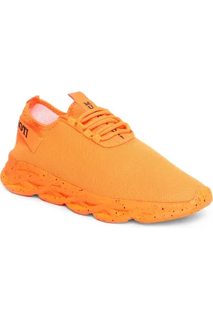 MUTAQINOTI Men Orange Perforations Sneakers