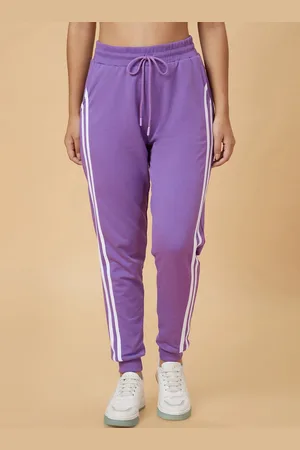 Globus Women Purple High-Rise Side Stripes Joggers