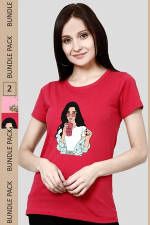 Chozi Pack Of 2 Graphic Printed Running Cotton T-shirt