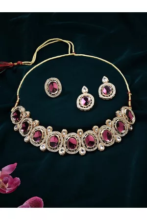 Zaveri Pearls Gold-Plated Stone-Studded Jewellery Set