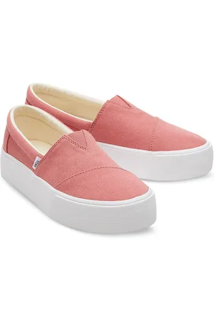 TOMS Women Platforms Lightweight Canvas Contrast Sole Slip-On Sneakers
