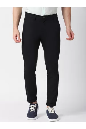 DRAGON HILL Men Mid Rise Plain Cotton Slim Fit Trousers