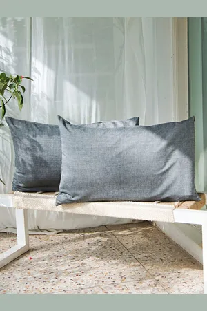 Fabindia Grey 2 Pieces Cotton Pillow Covers