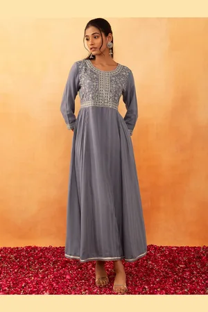 INDYA Floral Embroidered Fit & Flare Maxi Dress
