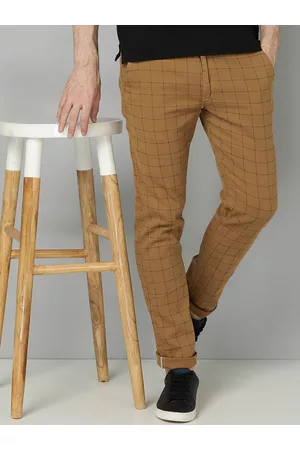 FUBAR Men Checked Slim Fit Cotton Trousers