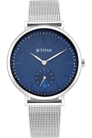 Titan Women Blue Brass Dial & Steel Toned Bracelet Style Straps Analogue Watch
