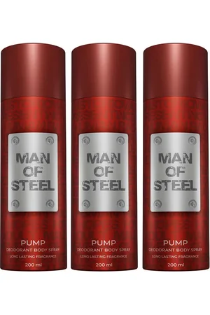 Denver Set of 3 Man Of Steel Pump Long-Lasting Deodorant Body Spray - 200ml each