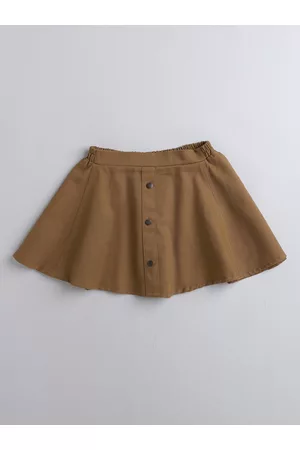 AWW HUNNIE Girls Pleated Flared A-Line Pure Cotton Mini Skirt