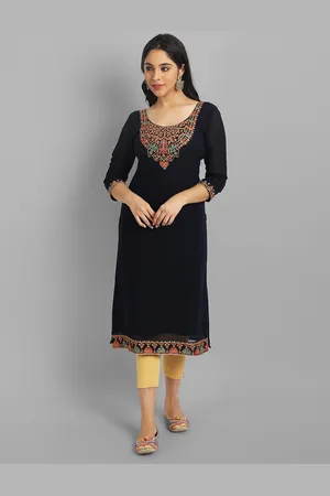 Femvy Floral Yoke Design Thread Work Georgette Kurta