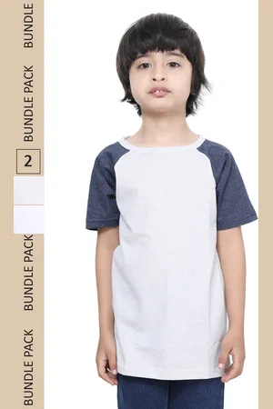 IndiWeaves Boys Pack Of 2 Raglan Sleeves Pure Cotton T-shirt