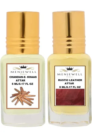 Menjewell Pack of 2 Chandan-E-Khaas & Rustic Leather Attar