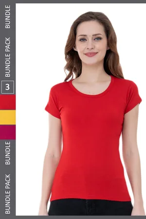 IndiWeaves Pack Of 3 Round Neck Pure Cotton T-shirt