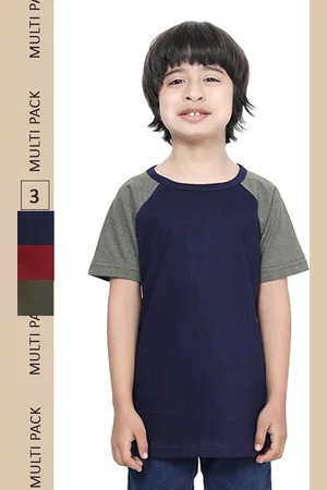 IndiWeaves Boys Pack Of 3 Pure Cotton T-shirt